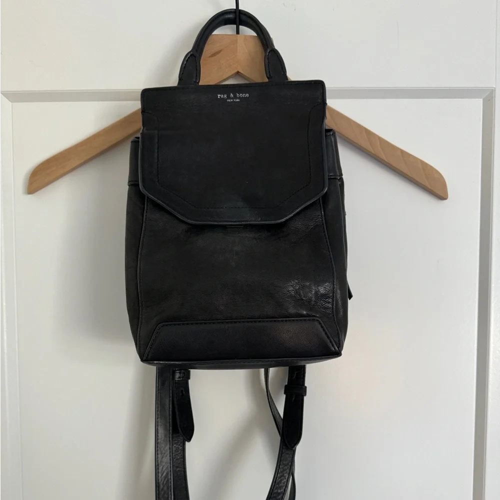 rag & bone Black Leather Backpack